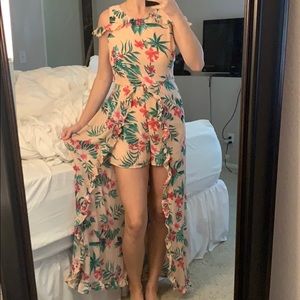 light pink, romper high low